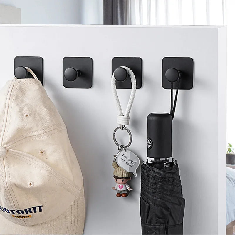 1/4pc Stainless Steel Wall Hooks Adhesive Door Key Clothes Coat Hanger Bathroom Robe Towel Hanging Holder Kitchen Organizer Hook