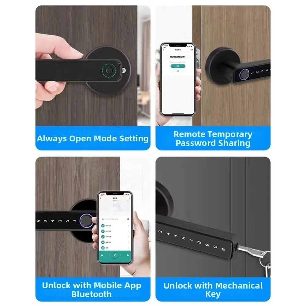Remote Lock Smart Fingerprint Door Lock Smart Password Electronic Digital Door Handles Bluetooth WiFi Gateway