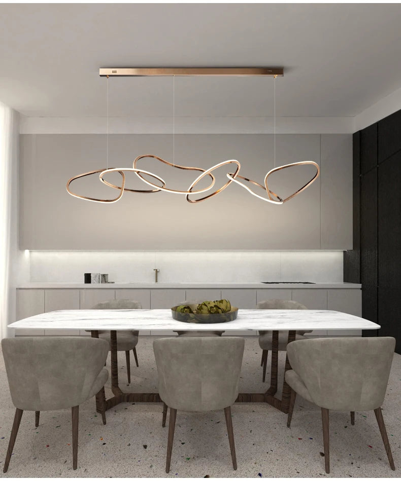 Postmodern Luxury led hanging lamp Minimalist art Personality Chandelier for Living Dining room Iron LED ring chandelier Light
