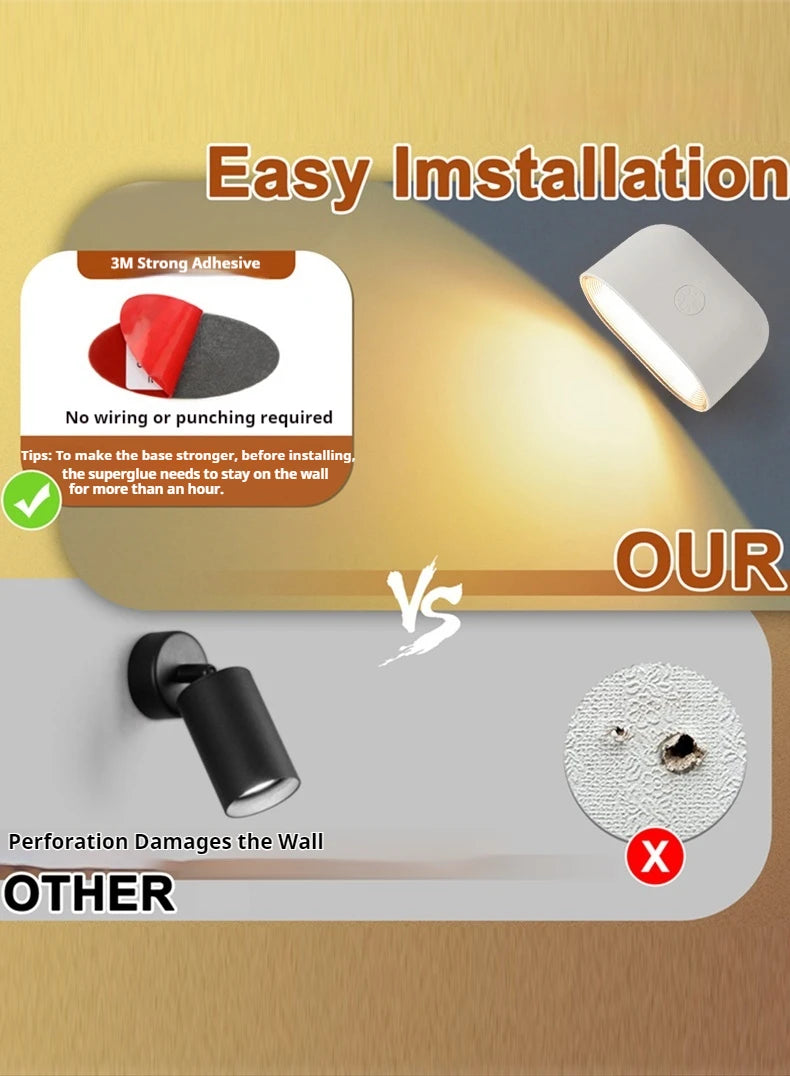 Wall Sconce Indoor Magnetic Remote Control Wall Light RGB Color Picture Backlight Night Light 360 Degree Rotation Wall Lamp