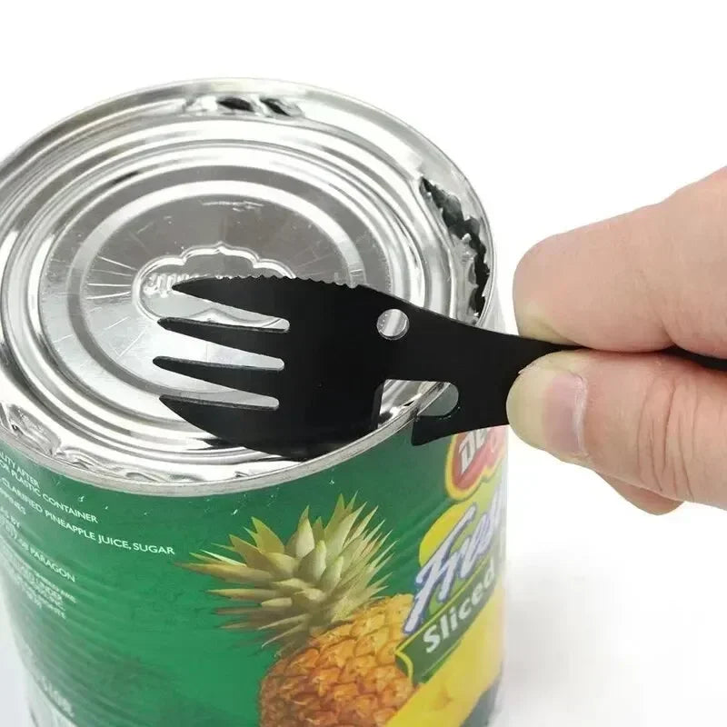 Camping Utensils Set Stainless Steel Outdoor Survival Gear 5 in 1 Tableware Travel Hiking Cutlery Fork Spoon Opener