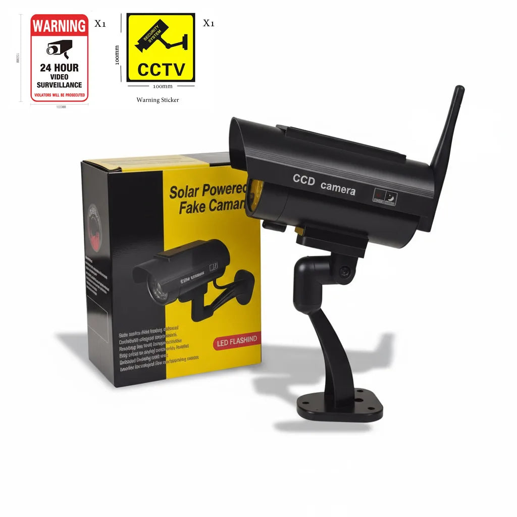 Dummy Camera With Antena Solar Powered Waterproof Fake Camera Red Flashing Led Scare The Thief Home Surveillance Security System