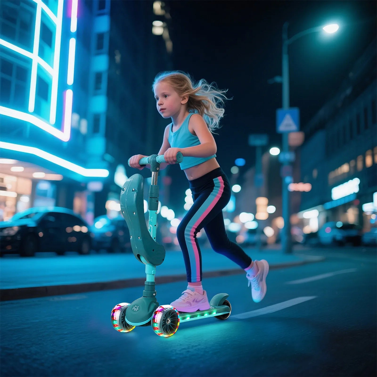 Children's Scooter Children's Car Three-wheeled Scooter Scooter Big Wheels Silent Belt Music Seat