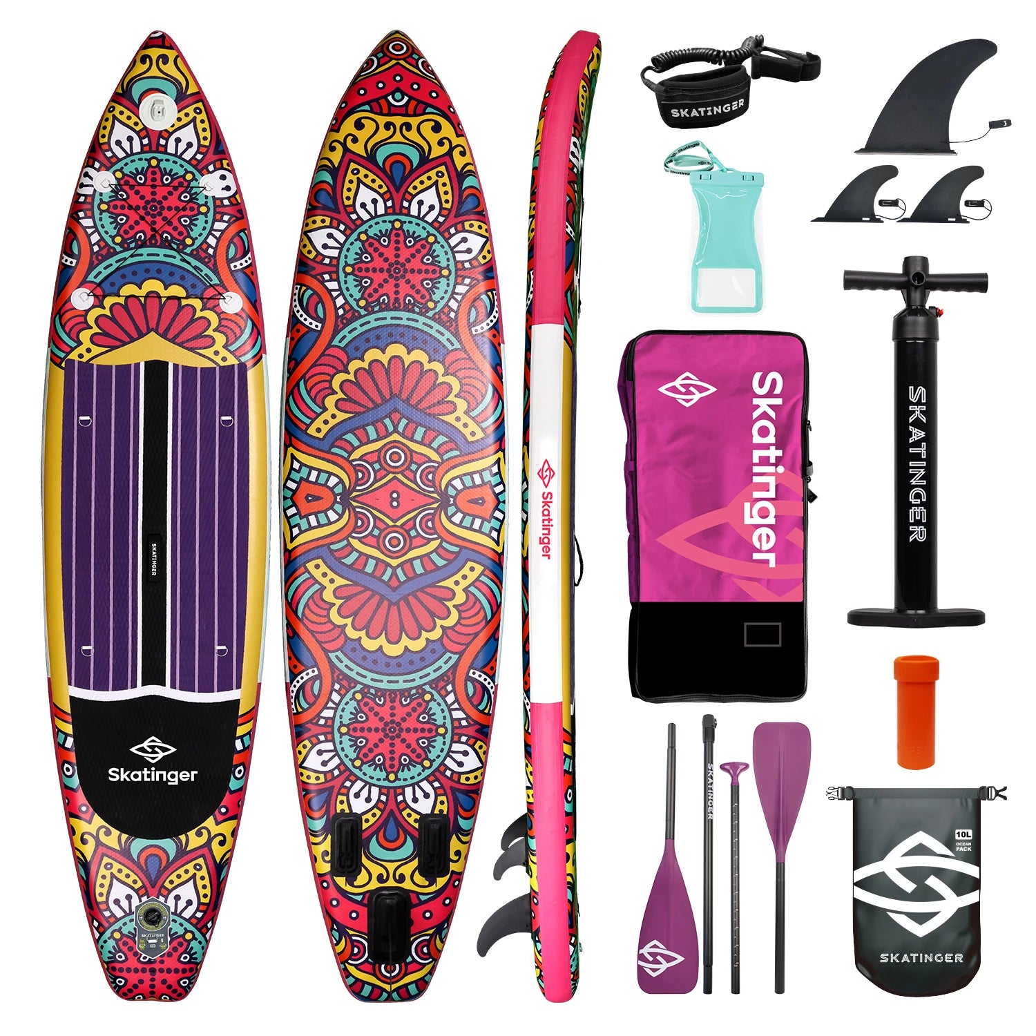SKATINGER SUP Waterproof Inflatable Paddle Board 11'6"x32"x6" Standing Style Aquatic With Fishing Accessories SUB Board