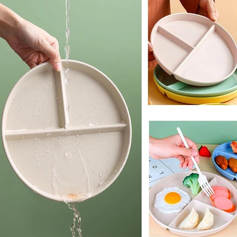 Divided Dinner Plate Reusable Portion Control Divided Plates Weight Loss Control Plate Tableware Dining Plate Kitchen Supplies