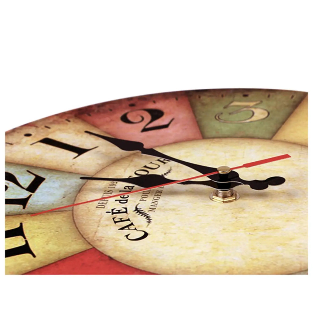 12 Inch Retro Wooden Wall Clock Farmhouse Decor, Silent Non Ticking Wall Clocks Large Decorative - Big Wood Atomic Analog