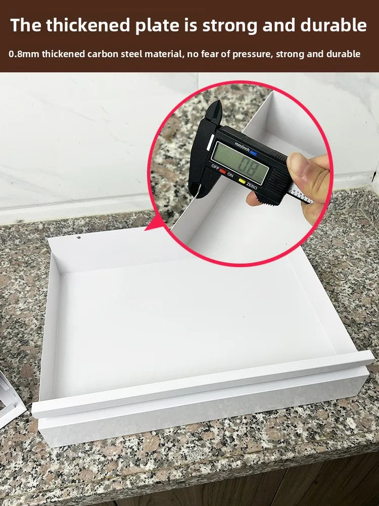 Pull-Out Kitchen Organizer Drawer Microwave Shelf with Extendable Board Countertop Oven Storage Rack Space-Saving Prep Station