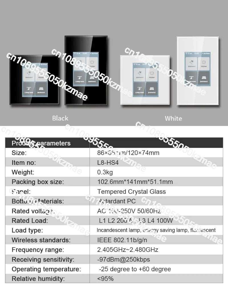 Suitable for supporting voice control LCD touch screen panel intelligent switch 4 Gang Light Lanbon WiFi Mesh Zigbee