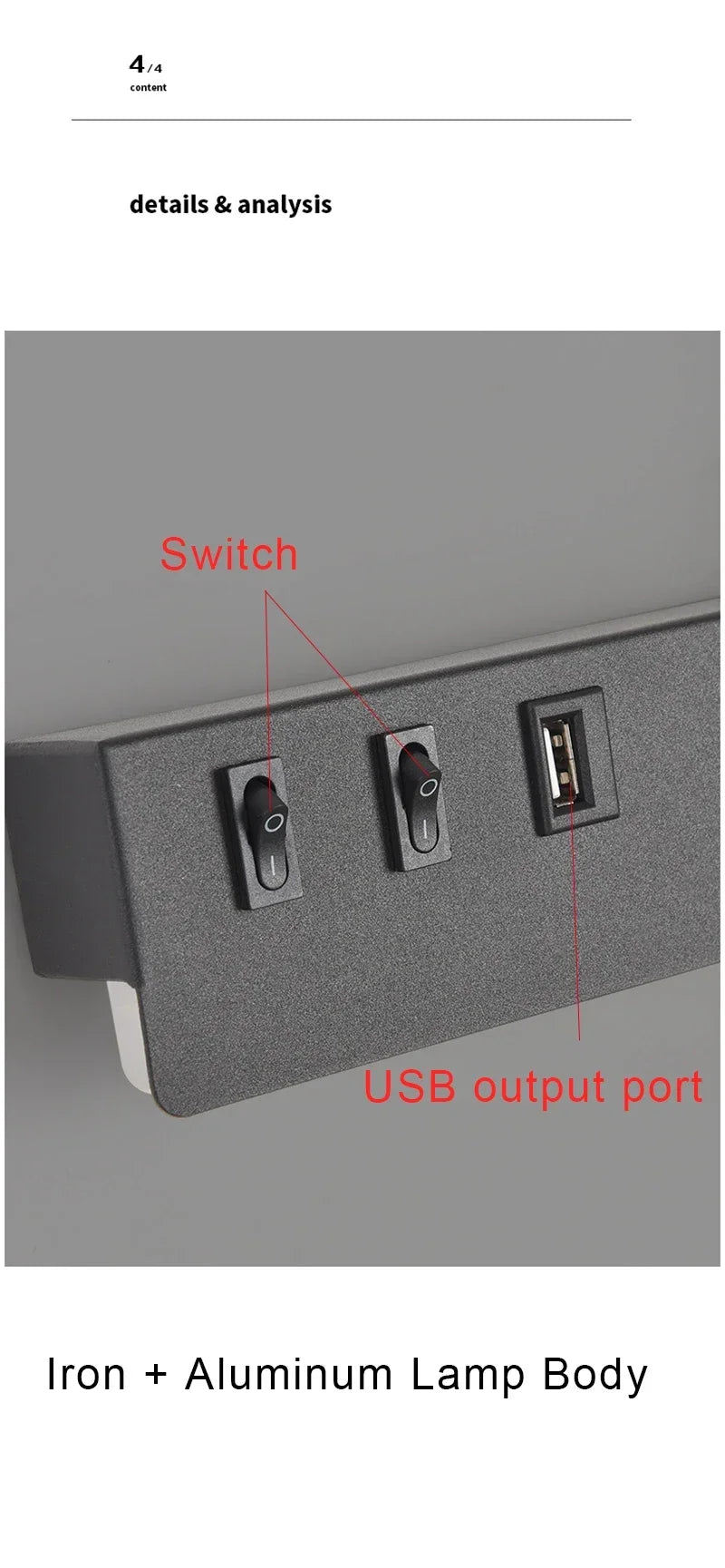 Led Wall Lights With Switch USB Rotatable Adjustable Reading Spotlight Bedroom Bedside Foyer Corridor Indoor Decor Wall Lamp