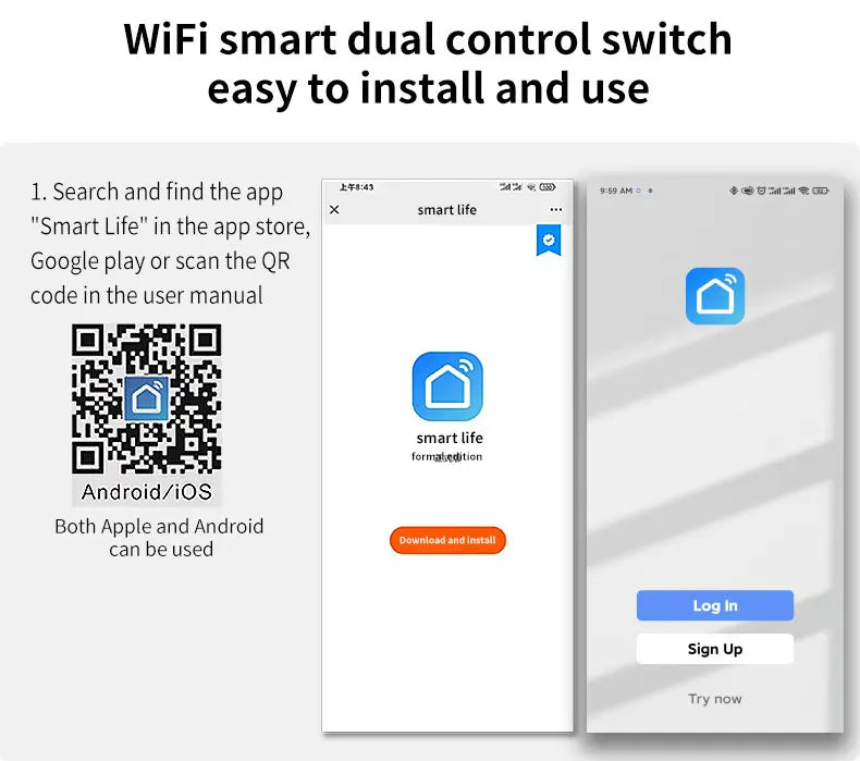 UBARO 86×86mm 1/2/3/4 Gang WiFi Smart Touch Switch, Tuya App/Voice Control, Timer, 2-Way/1-Way, Neutral Required