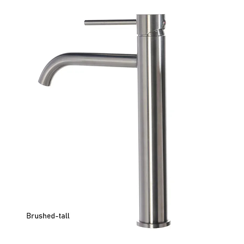 Brushed Gold Bathroom Basin Faucet Cold And Hot Mixer Water Tap Deck Mounted Single Hole & Handle Tall Style Brushed Rose Gold