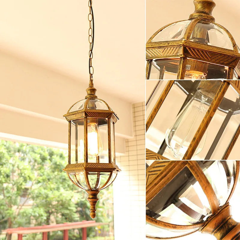 Exterior Aisle Pendant Lights Outdoor Corridor Porch Pendant Light Waterproof Hanging Lanterns Glass Shade Farmhouse Front Door