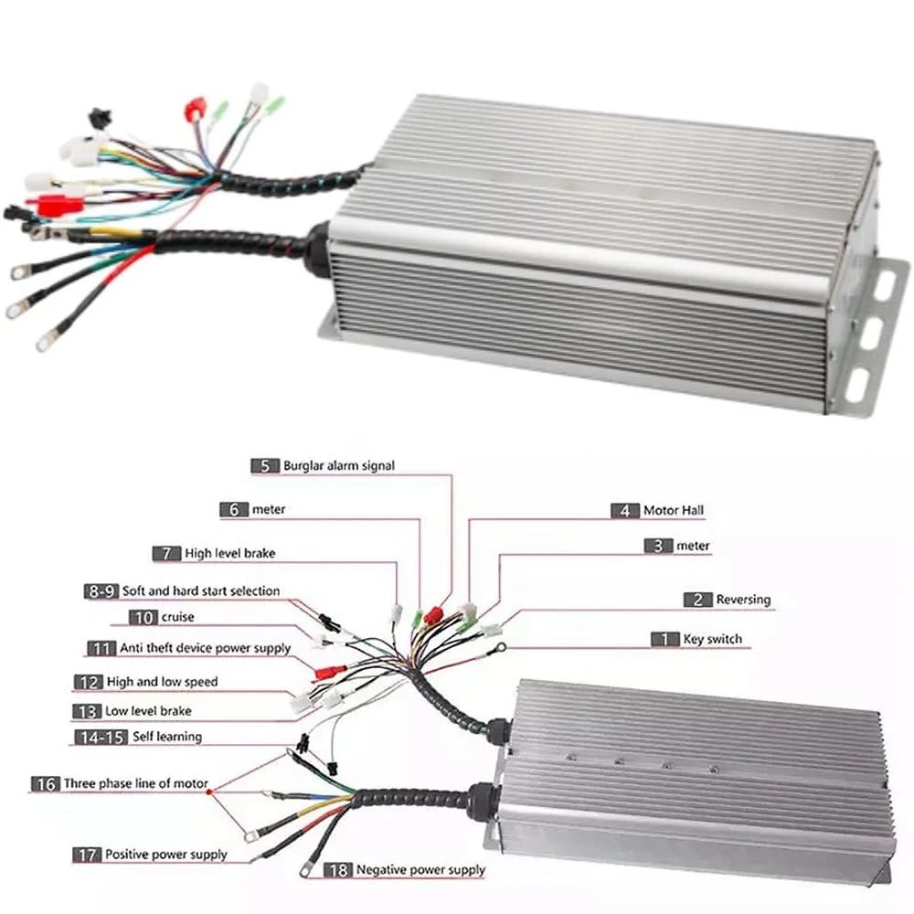 Electric Bicycle Controller 36V 48V 72V 84V 1000W 1500W 2000W 2500W 3000W 5000W 60-80A Triciclo FOC Controller for E- Scooter