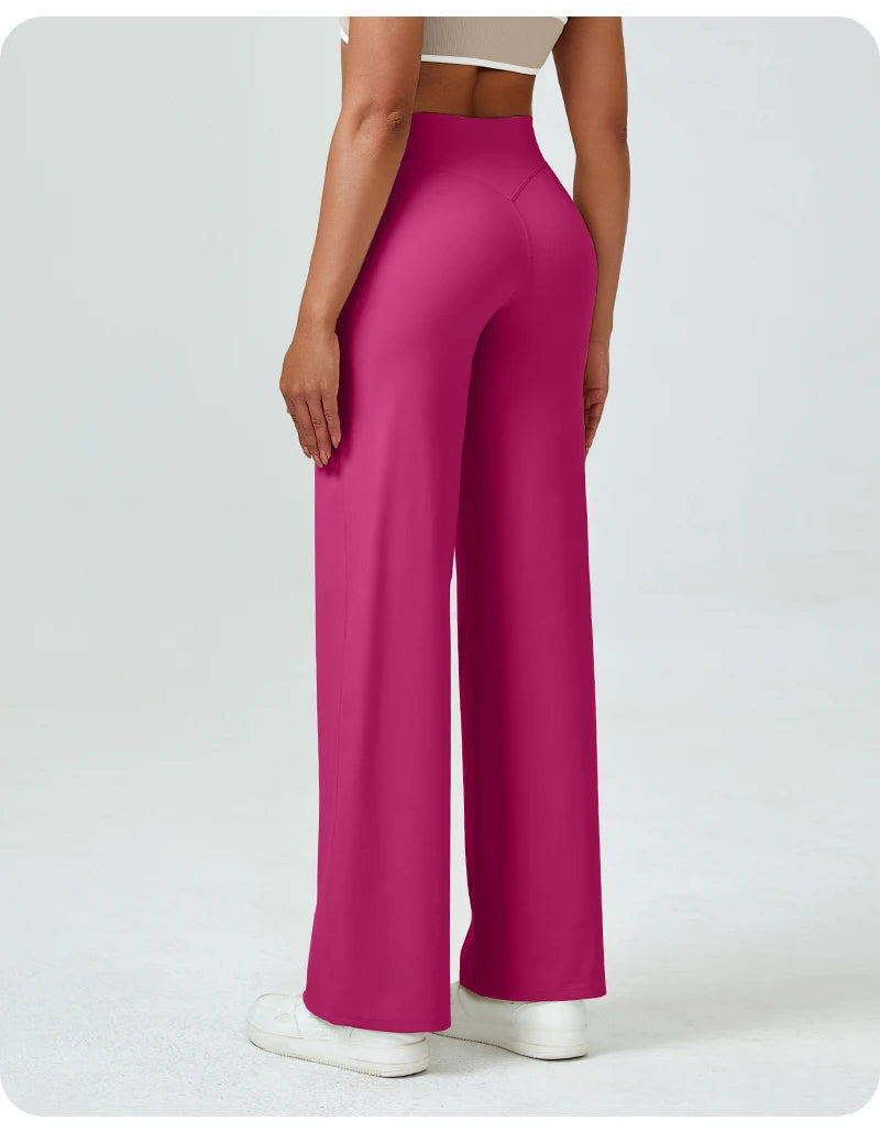High Waisted Straight Leg Yoga Pants for Women, Naked Feeling Butt Lifting Loose Fit Workout Trousers, Slimming Gym Pants