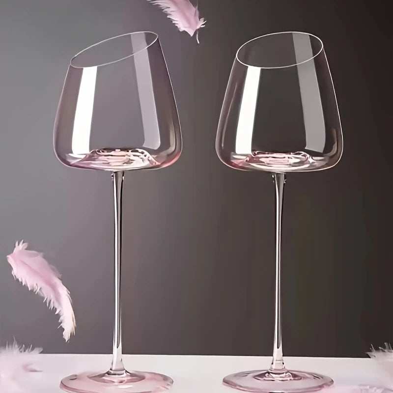 Pink Crystal Wine Glasses Slanted Mouth Goblets  Ideal Valentine'S Day Gift Bars & RestaurantsDay Wine Wine Glasses for Couples