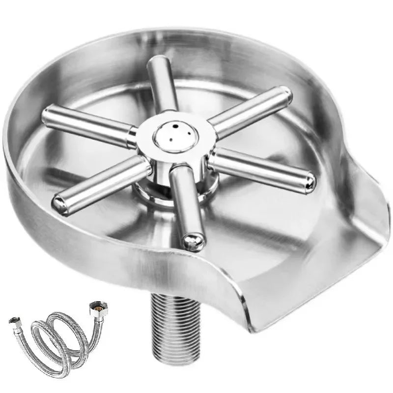 Glass Cup Bottle Washer Cleaner Beer Bar Glass Rinser Faucet Sink Accessories 304 Stainless Steel Glass Rinser for Kitchen Sinks