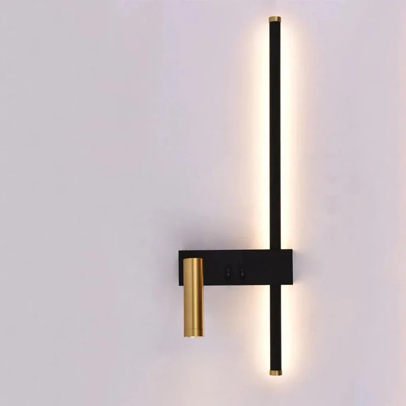 Reading and switching simple wall lamp bedroom bedside lamp Nordic 2023 master bedroom line background wall lamp