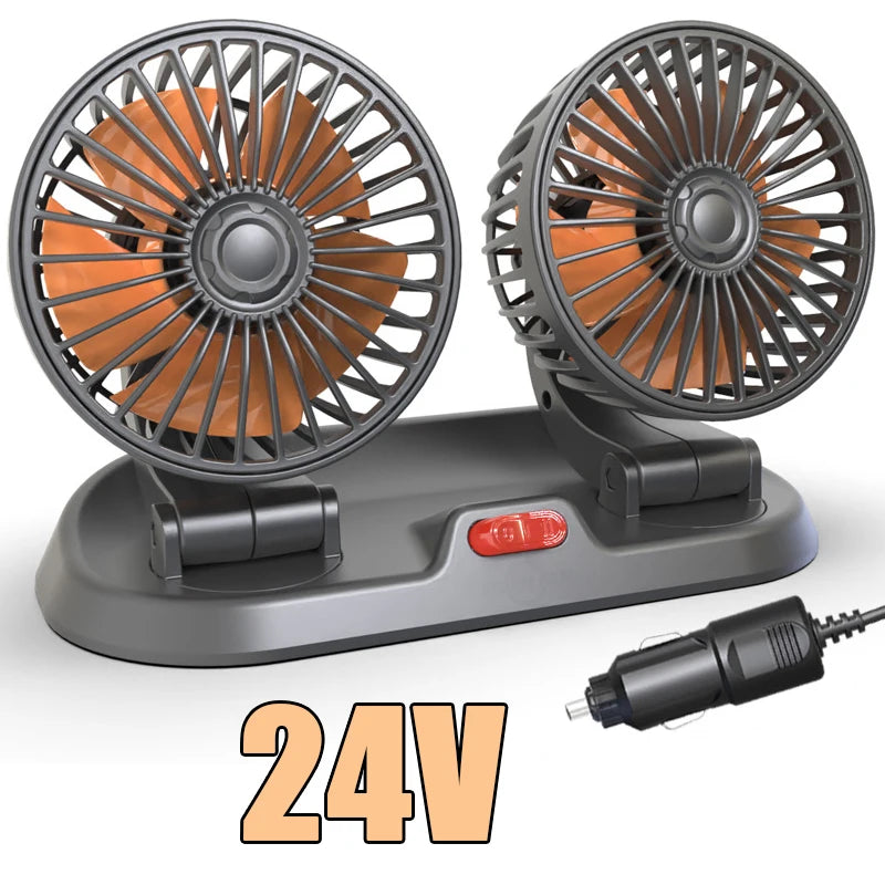 1/2/3 Head Car Fan Summer Air Cooler USB/12V/24V Adjustable 2 Speeds Silent Fan for Home Desk Office & Car