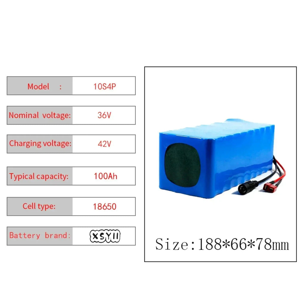 10S4P Electric Scooter 100Ah 36V Lithium Battery 18650 Battery Pack 36V 100Ah Electric Scooter Electric Scooter Battery 36V