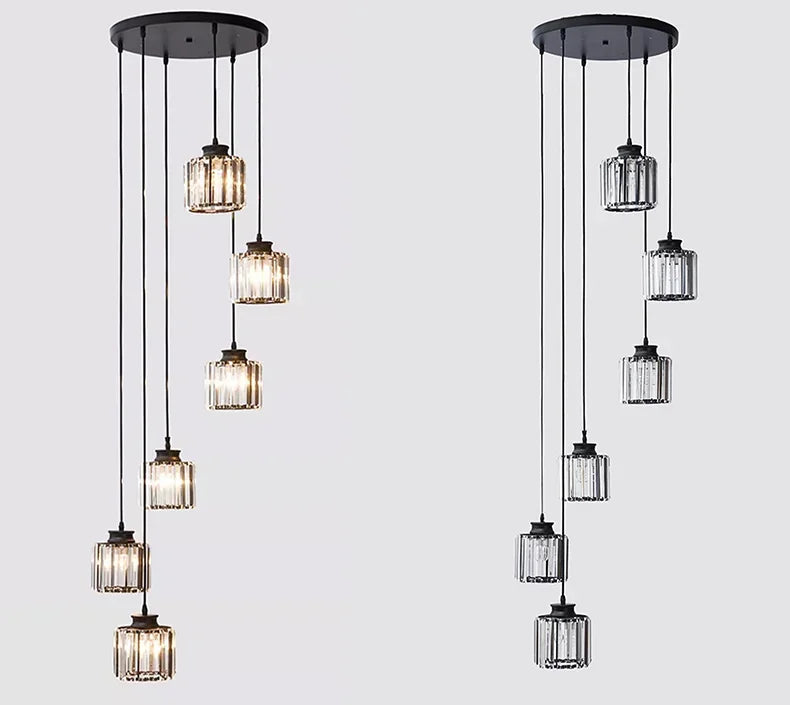 Staircase Pendant Lamp Modern Light Luxury Crystal Lamp Simple Living Room Lamp Duplex Hotel Lobby Interior Decoration Lighting