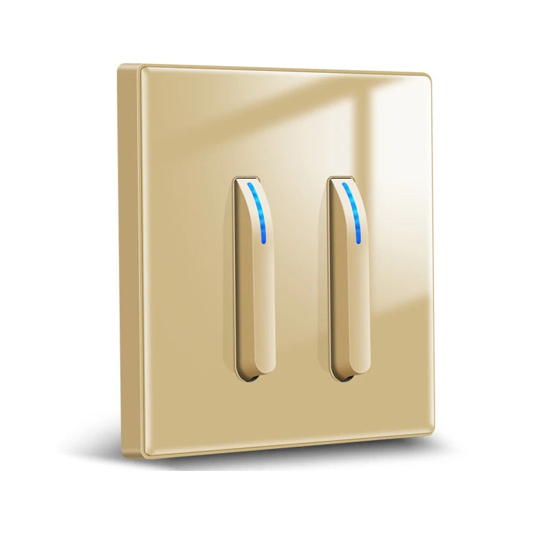 Wall Light Switch 1/2/3/4 Gang LED Indicator Piano Button, White Black Gray Gold Tempered Glass Panel Wallpad L6, 86*86mm