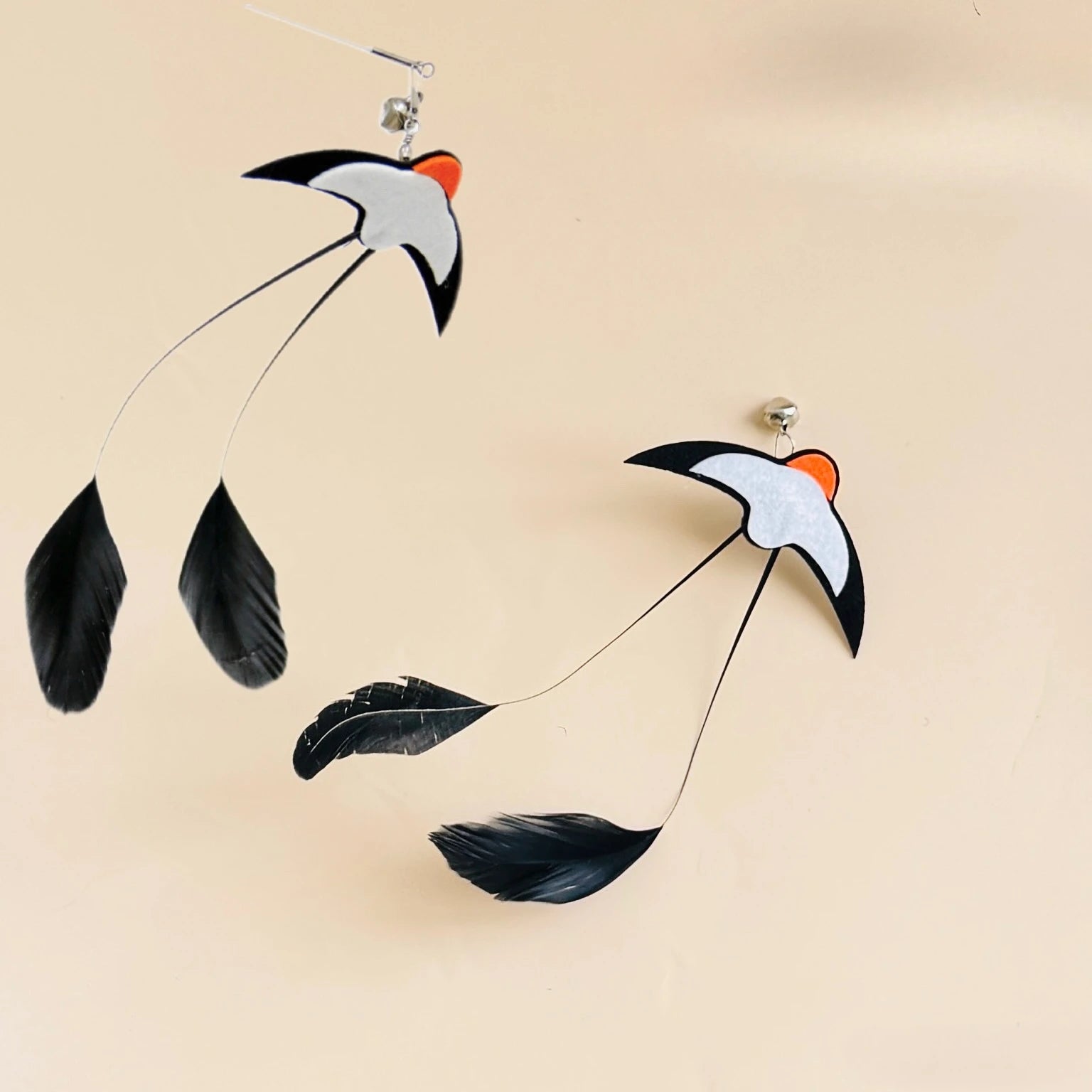 Cat Toys Interactive Funny Simulation Bird Feather with Bell Cat Stick Toy for Kitten Playing Teaser Wand Toy Pet Cats Supplies