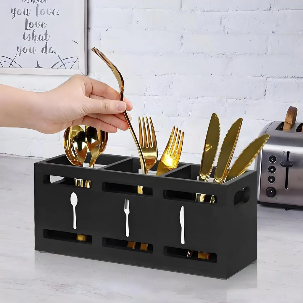 Wooden Utensil Holder Organizer, Rustic Cutlery Rack, Party Fork Knife Spoon Organizer, Farmhouse Kitchen Cutlery Organizer