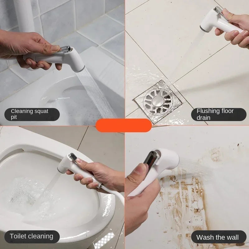 ABS Portable Bidet Sprayer Set Handheld Toilet Bidet Retractable Spring Hose Adapter Free Mounting Bracket Switch Cleaning Tool