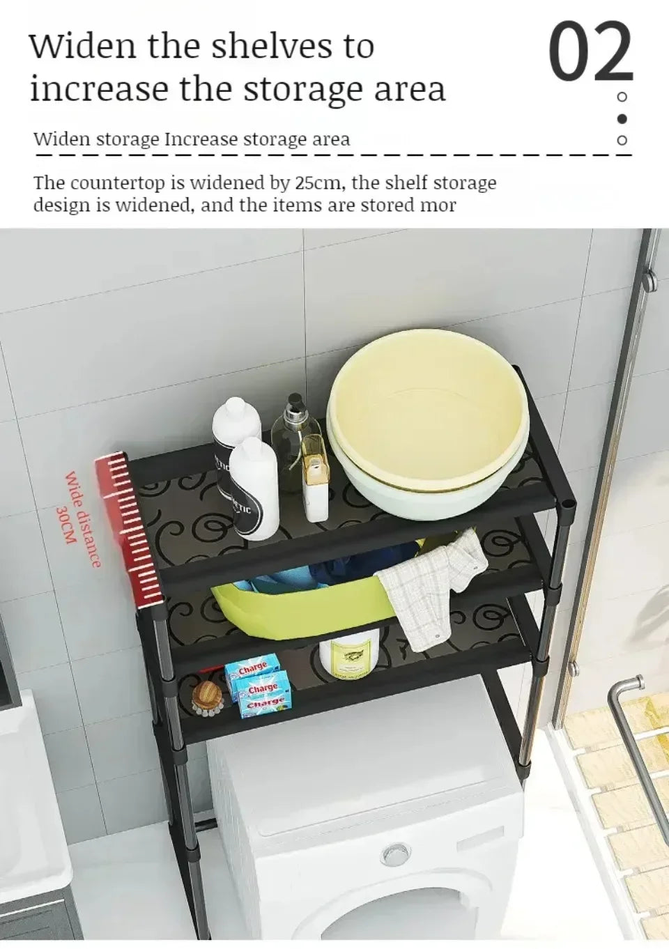 Washing Machine Shelf Multilayer Perforation-Free Shelf Space-saving Above The Toilet Toilet Storage Racks Floor Standing Holder