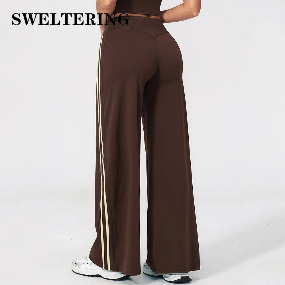 Yoga Pants High Waist Wide Leg Trousers Women Tummy Control Flared Pants Straight Workout Trousers Casual Fitness Bell-bottoms