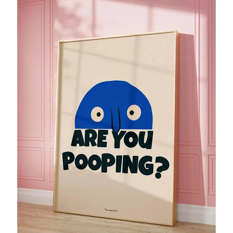 Funny Bathroom Wall Art - Funky Quote Toilet Wall Art, Trendy Blue Bathroom Print, Retro Wall Art, Dopamine Decor, Funny Gift