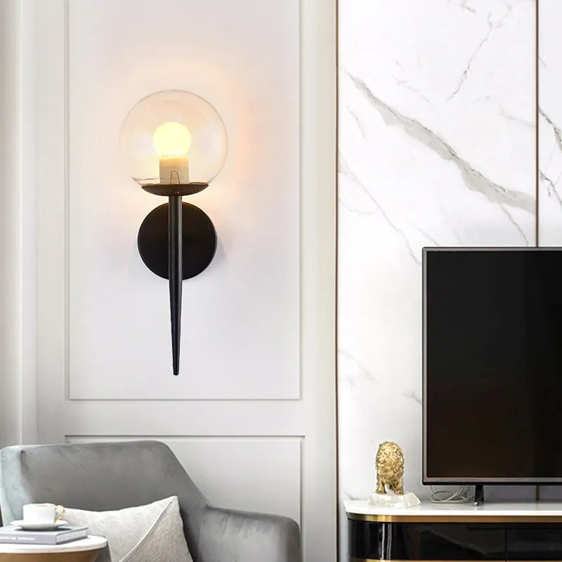 Modern Led Wall Lamps Indoor Golden Wall Lights with Milky PVC Round Ball Bedside Wall Lights Double G9 Bulbs with Light Bulb