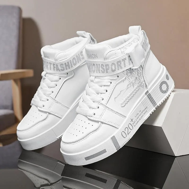 2026Men High Top Boots Platform Vulcanized Sneakers Lace Up Soft Sole Men Casual Walking Shoes Ankle Boots Tenis Masculino 39-45