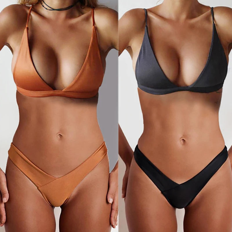 Bikini 2026 Solid Swimsuit Women Swimwear Push Up Bikini Set Brazilian Bathing Suit Summer Beach Wear Swimming Suit