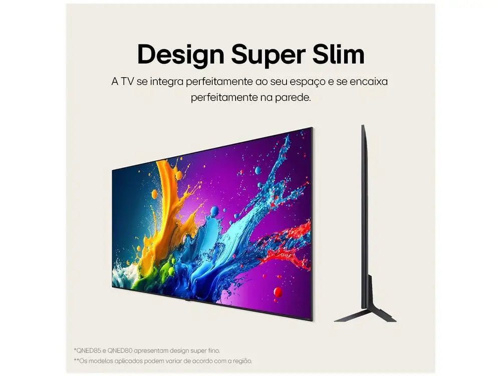 Smart TV 65 "4K QNED LG 65QNED80TSA WebOS 24 Processor α5 Ger7 Wi-Fi Bluetooth with Alexa Chromecast 3 HDMI 2 USB