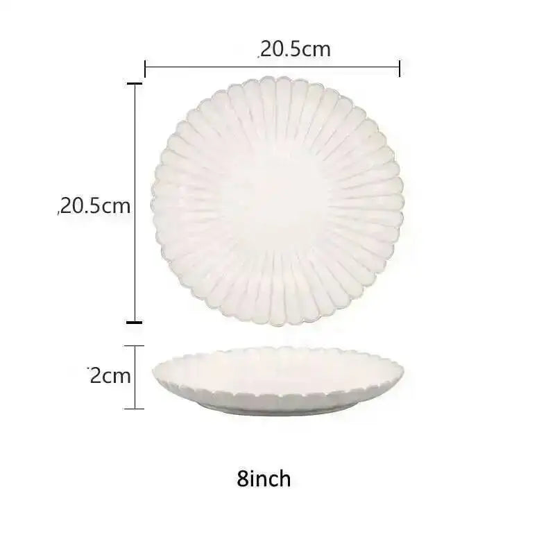 Kiln Changing Japanese Dinner Plates Ceramic White Glaze Tableware Set Western Steak Dish Salad Bowl Spoon Home Hotel Dinnerware