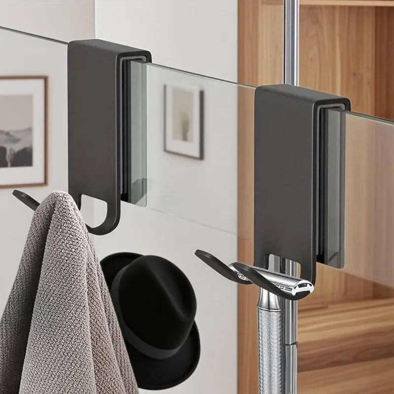 Heavy-Duty Stainless Steel Door Mount Shower Hook - Space-Saving Bathroom Organizer - Durable Home Storage Solutions-3.14x1.77in
