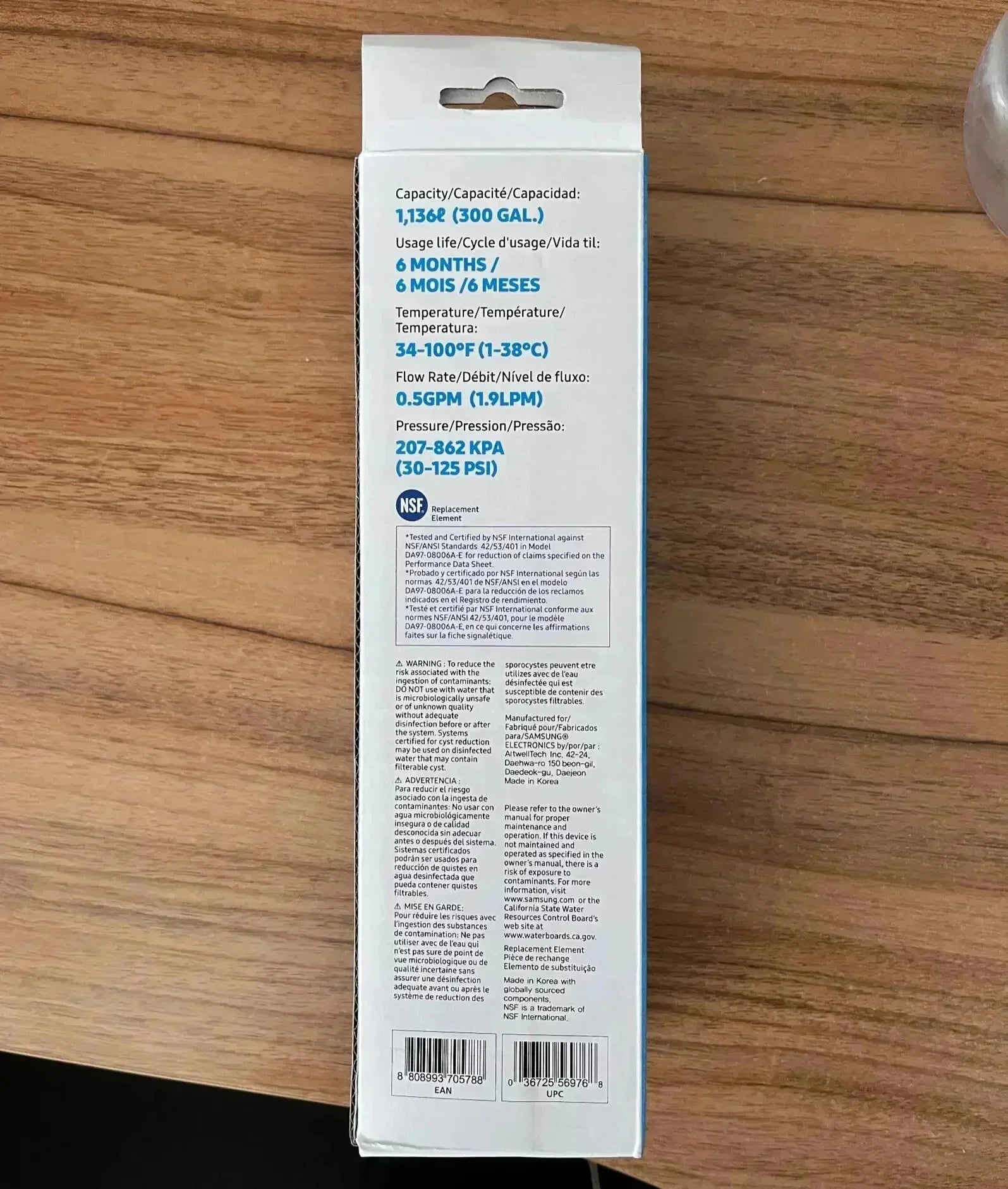 1Pcs 300GAL 1.9LPM 30-125PSI Ice Water Refrigerator Filter Element Water Filter For Use in System DA97-08006A-E HAF-CIN/EXP