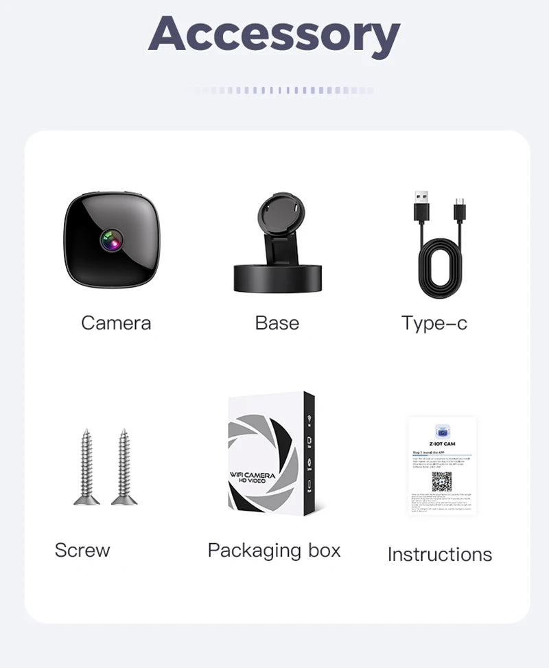 New Security Monitoring High Definition 4K 360 ° Rotating WiFi Mini Camera No Need for Plug in Night Vision Smart Home