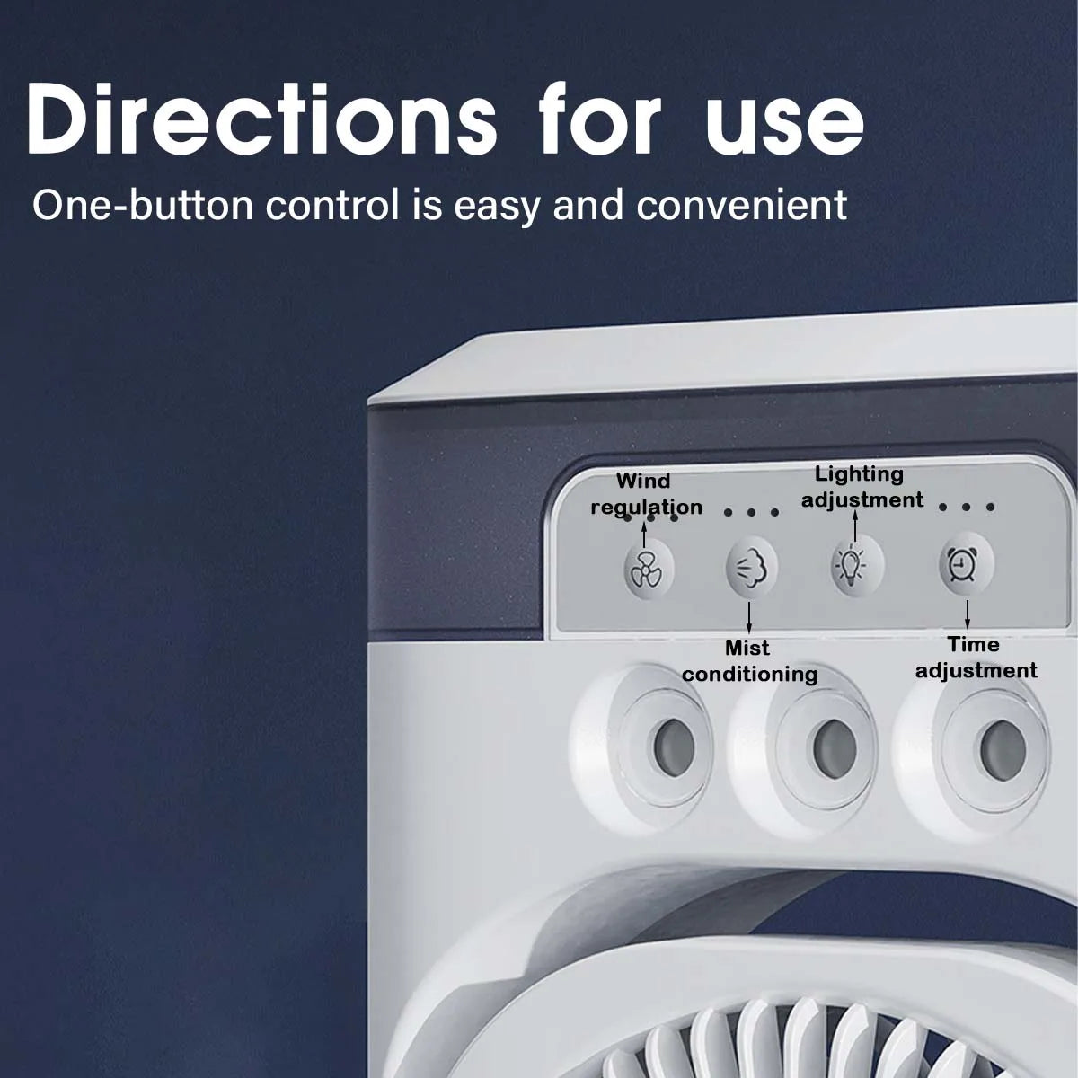 Summer Cooling Fan USB Electric Fan Portable Humidifier LED Night Light 3-in-1 Fan Air Conditioner Suitable for Home and Office