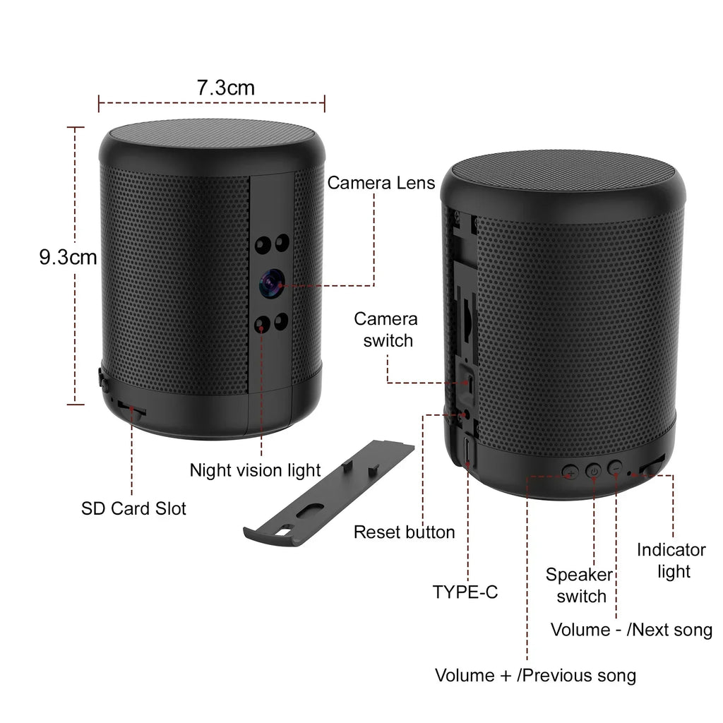 Mini Home Security Surveillance Camera, 4K HD, WiFi, Bluetooth Speaker, Two-Way Remote Intercom, Night Vision Cam,  Battery