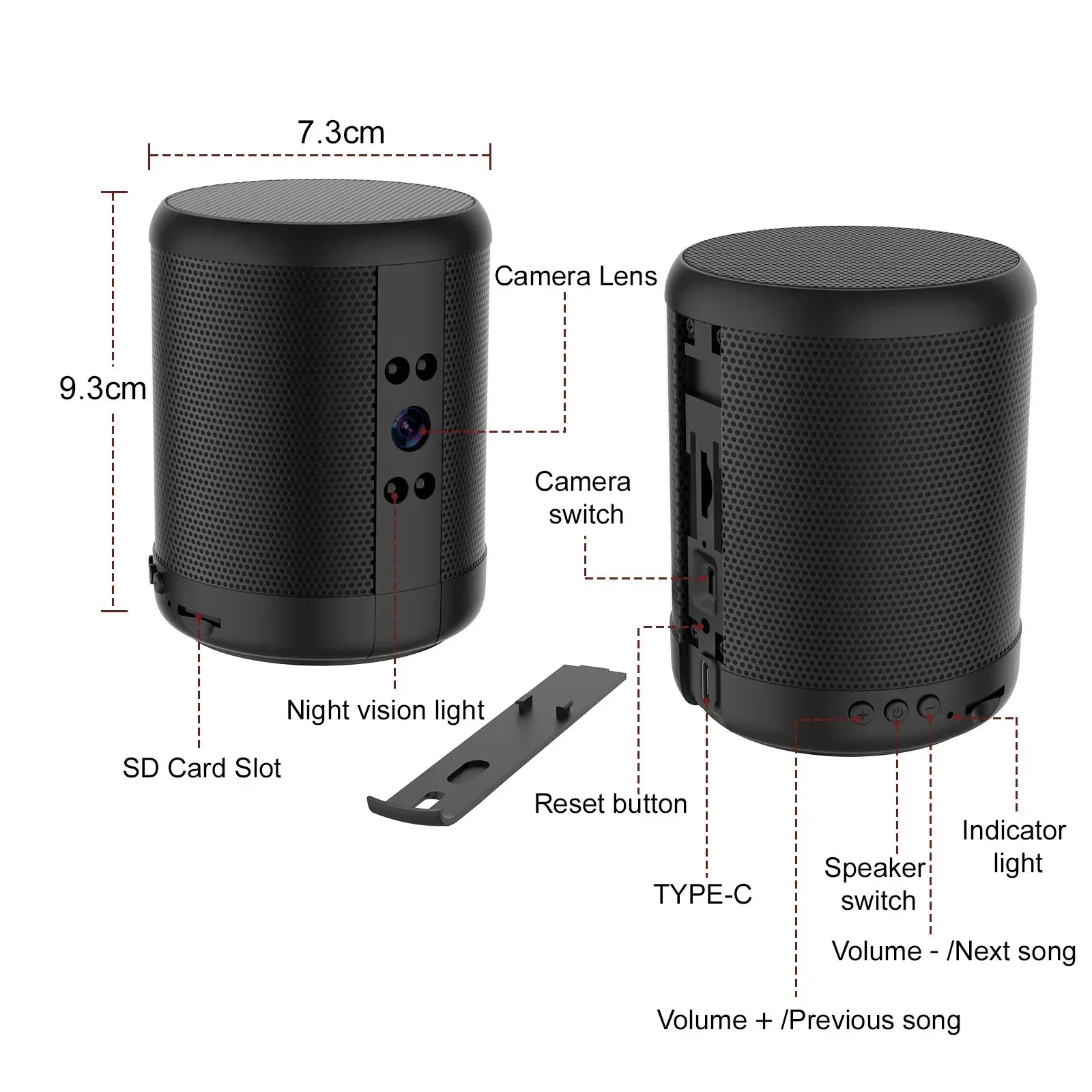 Mini Home Security Surveillance Camera, 4K HD, WiFi, Bluetooth Speaker, Two-Way Remote Intercom, Night Vision Cam,  Battery