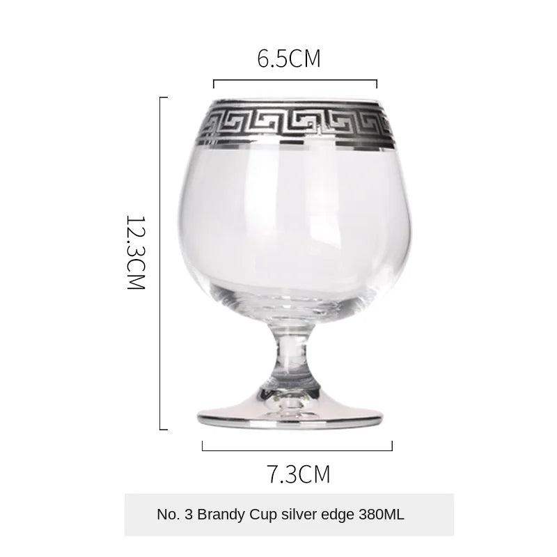 Phnom Penh Silver Rim European Glass Brandy Champagne Glasses Tall Wine Glasses Crystal Wine Glasses Table Household Glasses
