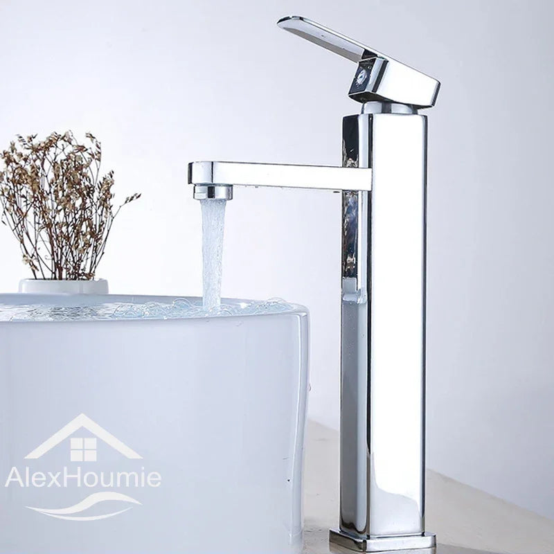 Basin Sink Bathroom Faucet Deck Mounted Hot Cold Water Basin Mixer Taps Black Lavatory Sink Tap 2024