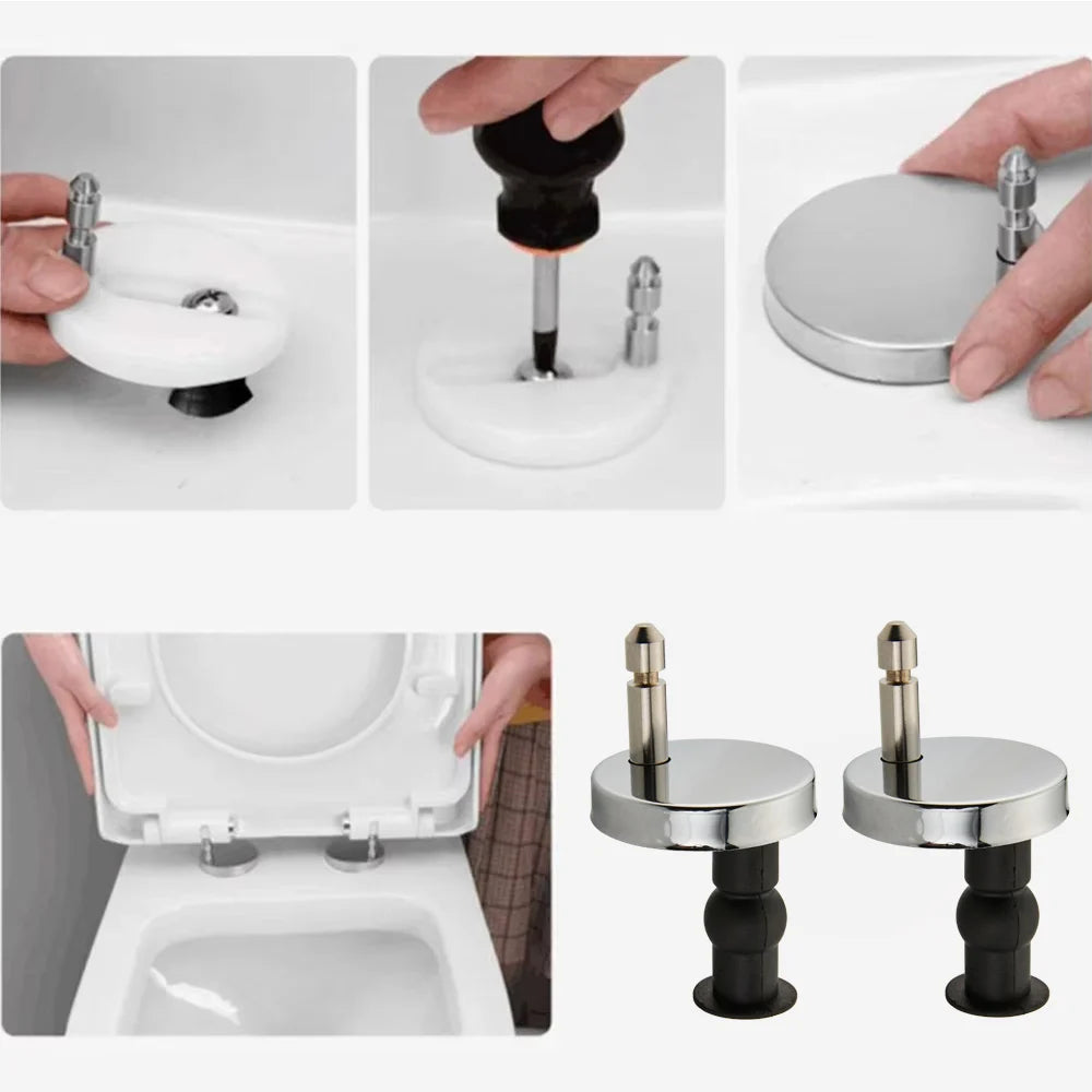 2pcs Toilet Lid Top Fixing Hinge Stainless Steel Universal Toilet Seat Hinge Soft Release Quick Release Replacement Parts