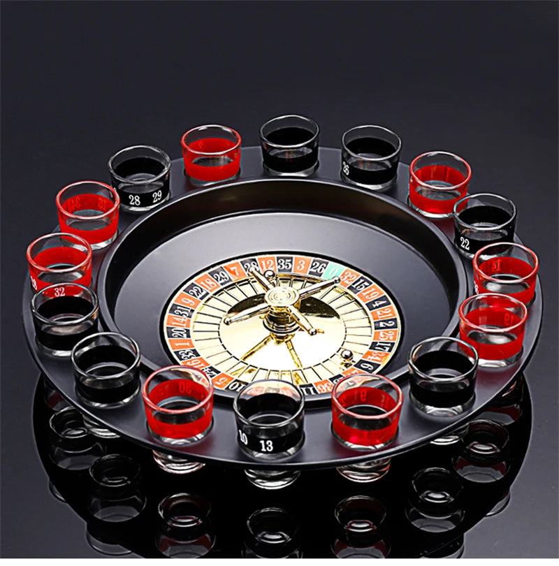 16 Glasses Transparent Glass Wine Cup Game Bar Drinking Game Whiskey Cocktail Bar Party Game Push Turntable Drinking Accessories