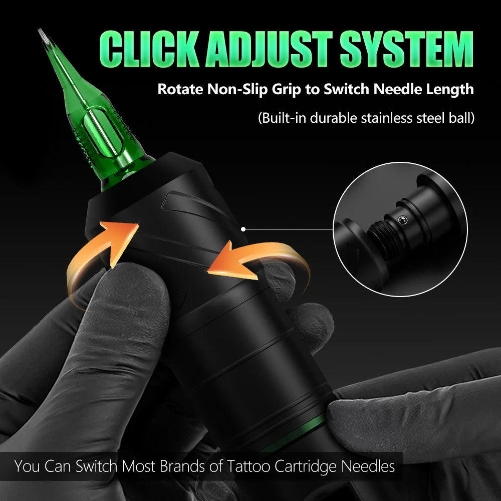 Kiss of Dragon Professional Wireless Tattoo Machine Pen 3.5mm Stroke OLED Display 1600mAh Battery For Tattoo Artists Beginners