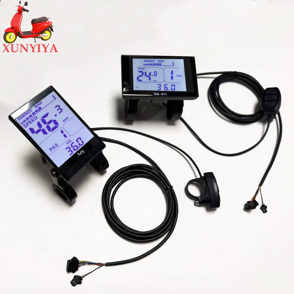 DC 24V 36V 48V 60V E-bike LCD Display Screen, Vertical M5 or Horizontal HK811 Screen for UART NO.2 Serial Communication Protocol