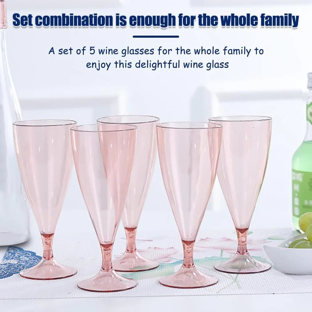 Foldable Plastic Champagne Wine Glasses Set Reusable Wine Glasses with Storage Bottle Suitable for Outdoor Camping Travel