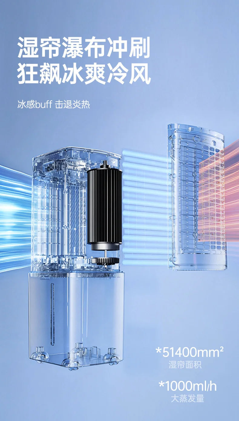 New Mini Air Conditioner Fan Cooling for Whole Room Mobile with Ice Crystals Voice Control Quiet Detachable Filter Air Cooler